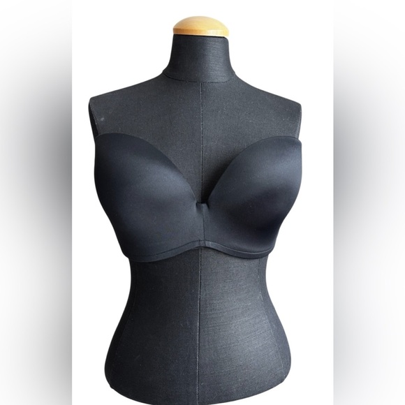 DELIMIRA Bra Classic Black Strapless Seamless Underwire Molded Size 36 D - Picture 2 of 9